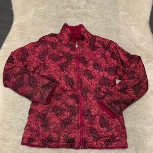 The North Face Girl's Puffer Jacket Mossbud‎ Reversible Butterfly Pink L 14-16